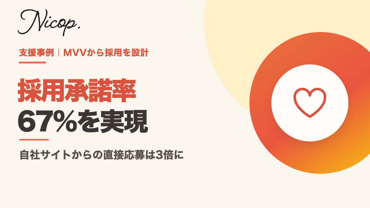 支援事例：MVVから採用を設計し、採用承諾率67%を実現
